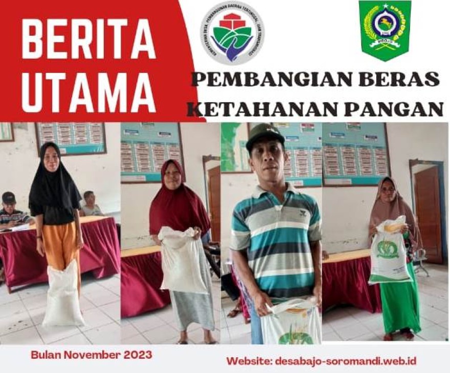 Pemerintah Desa Bajo Melakukan Pembagian Bantuan Beras Ketahanan Pangan Bulan November 2023